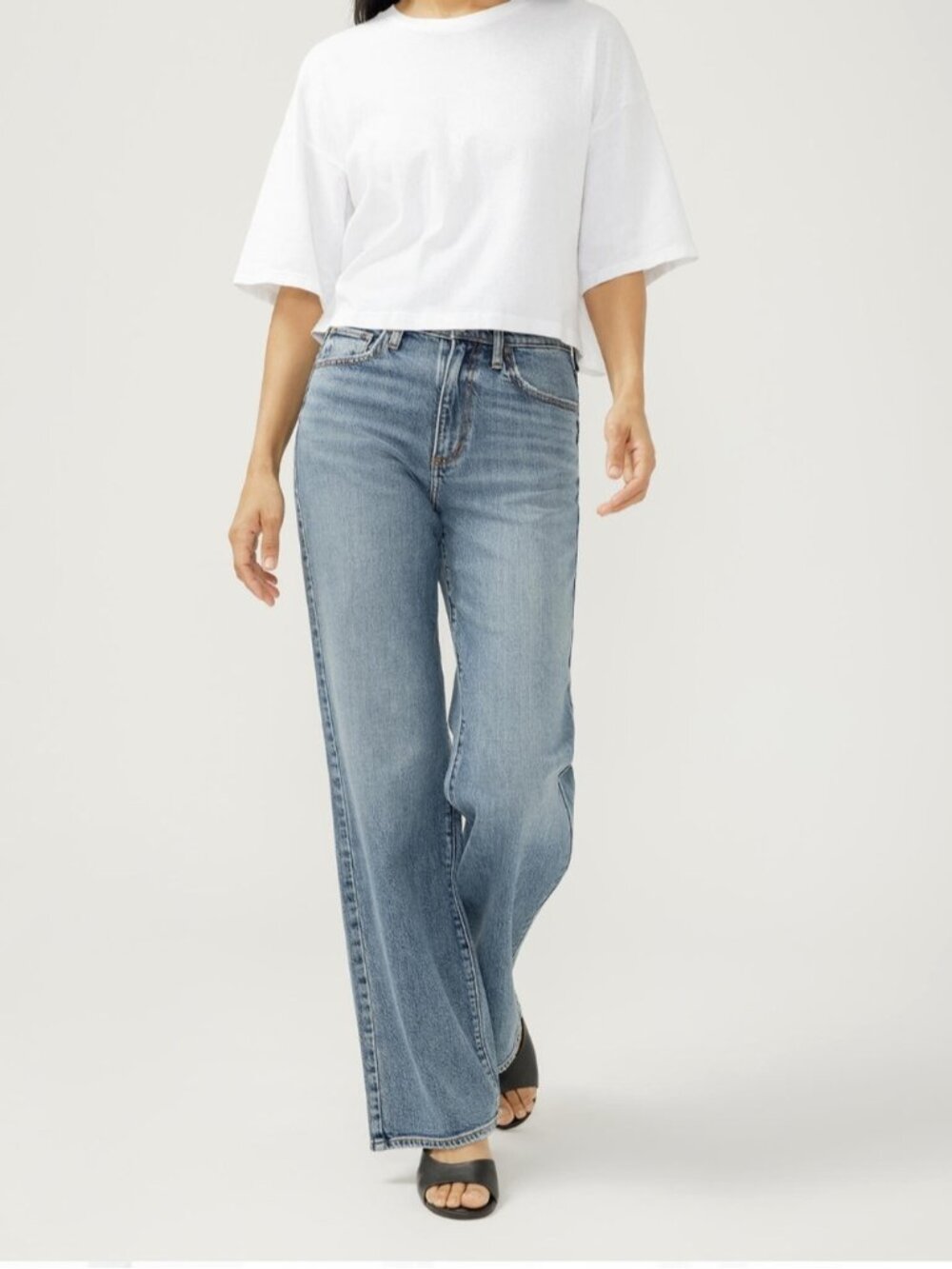 Silver Jeans Highly Desirable Trouser Wide Leg High Rise Stretch Light wash 26